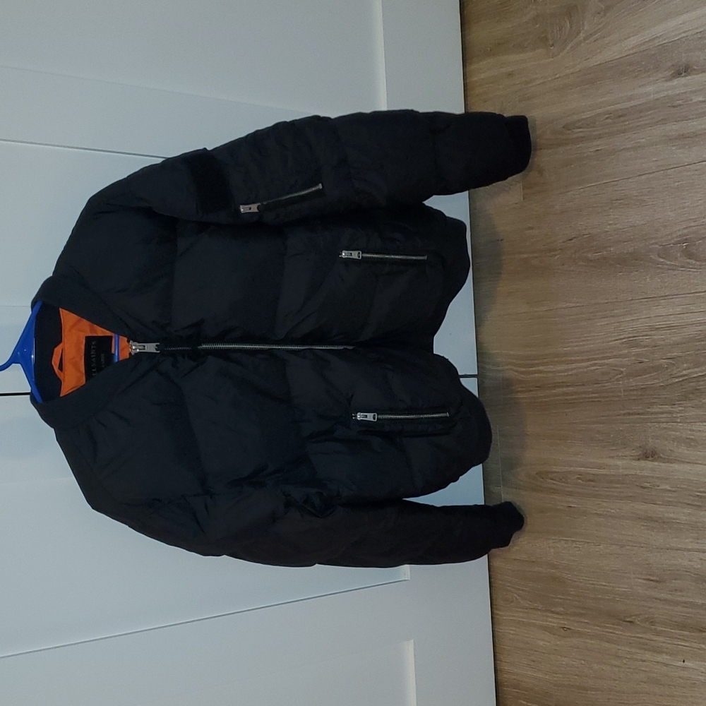 All Saints Navy Ink Furlough Shell Bomber Jacket Coat Large